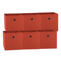 SORTI 33x33x27 CM Red 6-Pack Foldable Storage Cubes - Fabric Bookcase Organizers for Toys and More