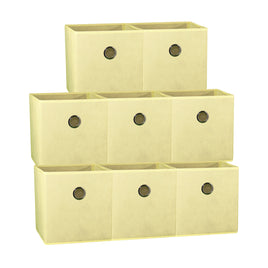 SORTI 27x28x27 CM Beige 8-Pack Foldable Storage Cubes - Fabric Bookcase Organizers for Toys and More