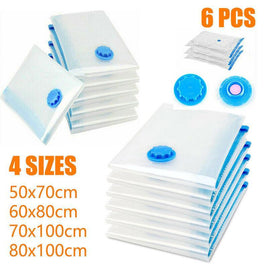 6PCS Vacuum Storage Bags Clothes Space Saver Organiser Seal Bags 4 Sizes - 80x100CM-6PCS