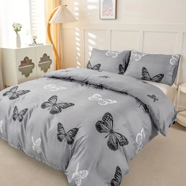 Dreamfields - Mono Papilio Quilt Cover Set - (3pcs, Super King Size)