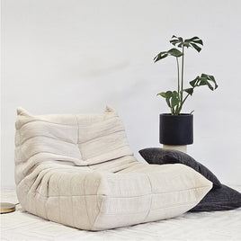 Vacuum-Packed, Comfy Mid Century Togo Lounge Sofa Modern Backrest White Corduroy Armless Retro Decorative Cozy Seat for Indoor