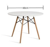 Wood Dining Table for 2-4 People,80cm DIA Modern Round Kitchen Table with Wood Legs for Dining Room, Living Room and Kitchen