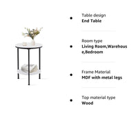 Wooden 2-Tier Side Table/Small Bedside Table/Round Sofa End Table for Living Room, Bedroom