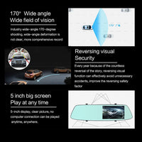 5 Lcd Touch Screen Rear View Mirror Car Recorder With Separate Camera