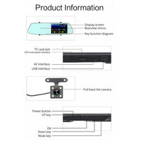 5 Lcd Touch Screen Rear View Mirror Car Recorder With Separate Camera