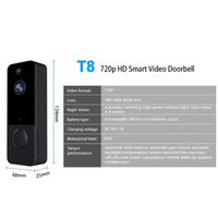 Wireless Wifi Video Doorbell With Night Vision And Ai Recognition - 720P - 1800 Mah