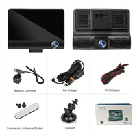 Hd 1080p Car Dvr with 3-in-1 Function and Wide Angle Night Vision - 4 Inch
