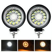 1 Pair 4 Inch Round Double Circle Angel Eye Work Light Black