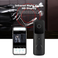 Wireless Smart Doorbell With Two-Way Intercom & Night Vision - Battery Powered - Black