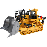 9-Channel Remote Control Bulldozer Toy With Alloy Excavator