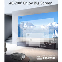 720P Home Theater Projector - 200 Ansi Lumens - Silver Grey