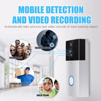 Hd 720P Security Camera Smart Wifi Video Doorbell Intercom Support Tf Card & Infrared Night Vision & Motion Detection App For Ios And Android - Black