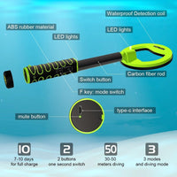 Waterproof Handheld Metal Detector for Underwater Treasure Hunting - Ip750 Green