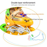 Adjustable Kids Roller Skates Set - Single Flash Wheels - Size s - Pink