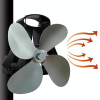 4-Blade Heat Powered Fireplace Stove Fan - Aluminum