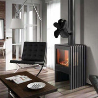 4-blade Heat Powered Fireplace Stove Fan - Aluminum - Rose Red