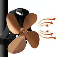 4-blade Heat Powered Fireplace Stove Fan - Aluminum - Rose Red