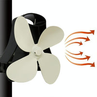 4-Blade Heat Powered Fireplace Stove Fan - Aluminum