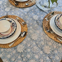 Rectangle Tablecloth Table Cover Flower Pattern Dining Table Cloth - Hamptons Blue