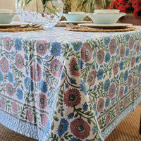 Kolka Kumudani Hand Block-Printed Tablecloth - Pink