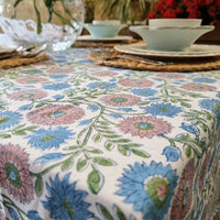 Kolka Kumudani Hand Block-Printed Tablecloth - Pink