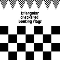 CHECKERED BUNTING FLAG Race Car Chequered Flag Banner Hanging Decoration Triangular - 3.6 Metres
