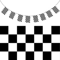 CHECKERED BUNTING FLAG Race Car Chequered Flag Banner Hanging Decoration Rectangular - 10.8 Metres