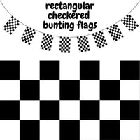 CHECKERED BUNTING FLAG Race Car Chequered Flag Banner Hanging Decoration Rectangular - 10.8 Metres