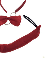 DEVIL HEADBAND Red Furry Horns Ears Marabou Trim Halloween Shiny Headpiece