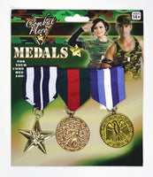 3x Army Solider Medals Combat Party Costume Halloween Fancy Dress Replica