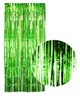 Tinsel Curtain Foil Metallic Fringe Backdrop Party Door Decorations (200cm x 100cm) - Green