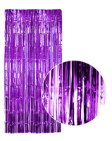 Tinsel Curtain Foil Metallic Fringe Backdrop Party Door Decorations (200cm x 100cm) - Purple