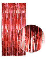 Tinsel Curtain Foil Metallic Fringe Backdrop Party Door Decorations (200cm x 100cm) - Red