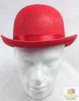 BOWLER HAT Party Costume Derby Fancy Dress Dance Halloween Vintage Cap - Red