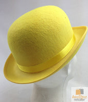 BOWLER HAT Party Costume Derby Fancy Dress Dance Halloween Vintage Cap - Yellow