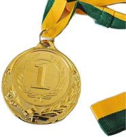 METAL WINNER GOLD MEDAL 1st Party Favours Sports Day 40cm Ribbon - Green/Gold