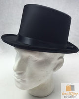 SATIN TOP HAT Costume Party Cap Fancy Dress Trilby Fedora One Size - Black