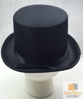 SATIN TOP HAT Costume Party Cap Fancy Dress Trilby Fedora One Size - Black
