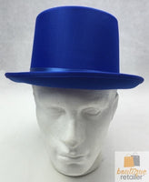 SATIN TOP HAT Costume Party Cap Fancy Dress Trilby Fedora One Size - Blue