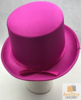 SATIN TOP HAT Costume Party Cap Fancy Dress Trilby Fedora One Size - Hot Pink