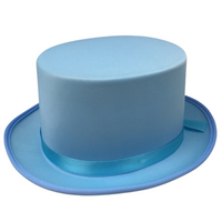 SATIN TOP HAT Costume Party Cap Fancy Dress Trilby Fedora One Size - Sky Blue