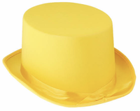 SATIN TOP HAT Costume Party Cap Fancy Dress Trilby Fedora One Size - Yellow
