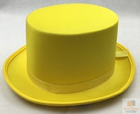 SATIN TOP HAT Costume Party Cap Fancy Dress Trilby Fedora One Size - Yellow