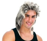 Mullet Wig 80s Party Costume Rock Bogan Punk 70s 90s Hair - Ash Blonde Grey