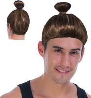 Hipster Trendy Hairstyle Adult Man Bun Wig Costume Hair - Brown