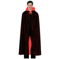 Adult Vampire Collared Cape Halloween Long Cloak Coat Party Costume in Red/Black