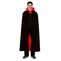 Adult Vampire Collared Cape Halloween Long Cloak Coat Party Costume in Red/Black