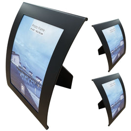 3x Curve Picture Photo Frame Curved Aluminium Portrait 10cm x 15cm (4"x6")  - Black
