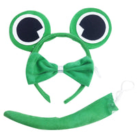 3pcs Set Animal Costume Dress Up Party Bow Tie Tail Ears Book Week - Green Frog