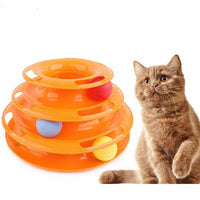 Funny Cat Toy Plastic Tower Interactive Track Ball Playing Game - Assorted Colours